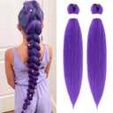 Purple Pre-stretched Braiding Hair Extension for Braids Yaki Synthetic Crochet Braiding Twist Hair Halloween Costume Cosplay (Purple, 24 Inch)