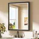 Keonjinn 24" x 30" Black Bathroom Vanity Mirror, Black Metal Framed Mirror with Beveled Edge, HD Tempered Glass, Shatterproof, Retro Rectangular Wall Mirrors Square Corner, Hallway, Entryway Decor