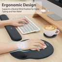 Mouse Pad and Keyboard Wrist Rest, 3-in-1 Gel Memory Foam Ergonomic Mouse Pad with Wrist Rest Set, Gaming Mousepad Arm Cushion Support for Computer Office Desk Accessories Cute Setup, Charcoal