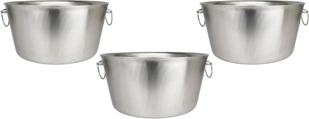 Real Deal Steel Stainless Steel Insulated Beverage Tub - Real Deal Steel, Large 6 Gallon Round Double Walled Party Tub, Drink Bucket for Parties, Ice Cooler for Beer - Pack of 3