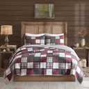 Woolrich Reversible Quilt Cabin Lifestyle Design - All Season, Breathable Coverlet Bedspread Bedding Set, Matching Shams, Oversized King/Cal King, Tulsa Plaid Red/Grey 3 Piece