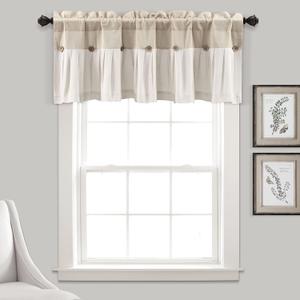 Lush Decor Linen Button Farmhouse Valance Curtians 84"W x 18"L Linen - Linen Valances For Windows - Kitchen Curtains Valances - Bathroom Curtain