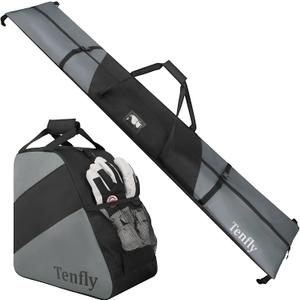 Ski Bag and Boot Bag Combo, Snow Ski Bags for Air Travel, Water- resistant Safety Reinforce Ski Travel Bag (Black&Grey)
