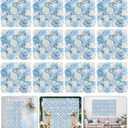 Blue Flower Backdrop Wall 5ftx3.74ft Fake Rose Wedding Backdrop 3D Floral Wall Panels for Baby Shower Party Bridal Wedding Background Decor