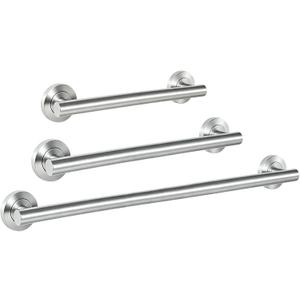 NUESTRA VIDA 3-Pack Bathroom Safety Grab Bars, 18/24/36 Inch Designer Stainless Steel Handicap Assist Bars for Bathtub, Shower & Toilet, Comfort Non-Slip Grip, Brushed Nickel