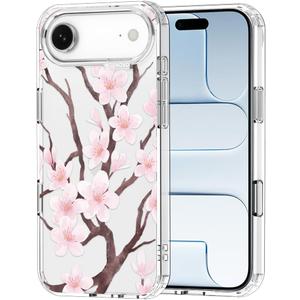 MOSNOVO for iPhone Air Case | Military Grade 6.6ft Drop Tested | Camera Control | Clear with Cherry Blossom Design
