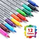 Ezzgol Permanent Markers Bulk, Permanent Marker Bulk Pack of 72, 12 Assorted Colors, Fine Point Permanent Markers For Adult Coloring as Office, School Supplies