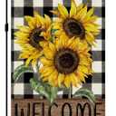 Sunflower Garden Flag, Buffalo Spring Summer Fall Garden Flag Vertical Double Sided Burlap Party Holiday Yard Home Farmhouse Outside Decor 12.5 x 18 In B