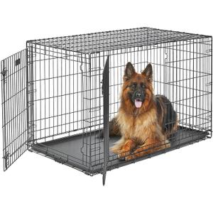 MidWest Homes for Pets 48-Inch LifeStages Crate for Extra-Large Breeds, 90-110 lbs, Double Door Folding Dog Crate with Divider Panel, Leak-Proof Tray & Secure Latch, Heavy-Duty & Easy to Assemble