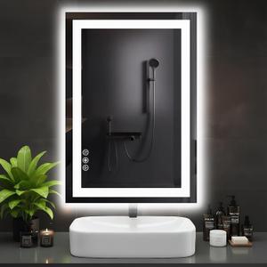 DUMOS 24.1"x36.1" LED Bathroom Mirror, Smart Anti-Fog Bathroom Vanity Mirror with Front Light & Backlit, 3 Color Temperatures, Dimmable, Memory Function