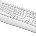 QUASIO Wireless Keyboard, 2.4G Full-Sized Ergonomic Wireless Computer Keyboard with Wrist Rest for Windows, Mac OS Laptop/PC/Desktop/Notebook(Off White)