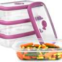 Tribello Freezer To Microwave 8-Piece Leak-Proof Meal Prep Containers Reusable, 33 Oz Food Storage Containers With Lids and Steam Vents, Airtight On The Go Lunch Containers, Dishwasher Safe, BPA-Free