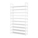LANTEFUL Tall Shoe Rack 10 Tier Shoe Organizer Large Shoe Shelf with 18 Hooks Storage for 50 Pair Sneaker and Boot, Stackable Vertical Shoe Rack Organizer for Closet, Entryway, Bedroom, White