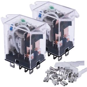 mxuteuk 2pcs DC 12V Coil 8 Pin 10A DPDT LED Indicator Electromagnetic Power Relay General Purpose JQX-13F-DZ-DC12V