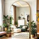 DMWOODFL 46"x90" Extra Large Arched Full Length Gold Mirror - Aluminum Alloy Frame, Standing/Leaning/Wall Mounted, Modern Home Decor for Bedroom, Living Room, Cloakroom