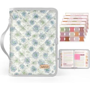 BellaHold Adjustable Bible Cover with 75 Bible Tabs - Bible Cover Case for WomenWaterproof, Washable Quilted Bible CaseReusable Christian Gifts for Women (Daisy-XL)