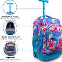 J World Sunny Rolling Backpack for Kids. Roller Bag With Wheels, Tie Dye, One Size
