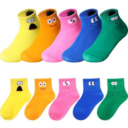 JaGely 10 Pairs Crazy Face Socks for Kids Toddler Cotton Novelty Funny Silly Socks for Boys Girls, Cartoon Style(3-5 Years)