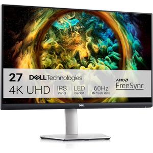 Dell S2721QS Monitor 27 Inch, 4K UHD (3840 x 2160) IPS Display, Ultra-Thin Bezel, AMD FreeSync, HDMI, DisplayPort, VESA Certified - Silver