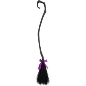Muspeczenith Women Halloween Witch Broom with Ribbons Party Favor Photo Booth Accessories Halloween Decorations (Black, 50 Inch)