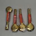 IAXSEE 4 PCS Stainless Steel Serving Utensils, Large Serving Spoons Slotted Spoons, Serving Forks, Serving Tongs, Ice Suger Tongs, Metal Utensils Set Great for Buffet Catering Banquet Party (Gold)