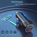 USB C Car Charger for iPhone 16, 36W 2 Pack Fast Charging Car Charger Adapter with PD&QC3.0 for iPhone 16 15 14 13, Galaxy S24/S23/S22, iPad Pro/Mini/Air, Google Pixel 6/5/4-6FT USB C-C Nylon Cable