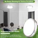 36W LED Ceiling Lights 3600lm Super Bright, Dimmable Flush Mount Light Fixtures 6500K/5000K/4000K/3000K/2700K Adjusted Modern Ceiling Lights 2PACK, 13 Inch Ceiling Lamps for Bedroom Kitchen, Nickle