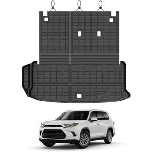 Mixsuper Cargo Liner for Toyota Grand Highlander 2024-2026, All Weather All-in-One Trunk & Backrest Mat, TPE Rear Seat Protector Accessories