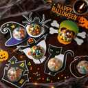 Engrowtic 24 Pcs Halloween Candy Holder Cards with Clear Domes Candy Trick or Treat Boxes Containers DIY Witch Hat Pumpkin Ghost Cards Crafts for Halloween Party Favor Decorations Bags Stuffers