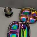 AIEVE Stainless Steel Kids Plates and Bowls, 5 Pcs Kids Dinnerware Set Includes Stainless Steel Toddler Plate with Lid, Utensils, Cup and Bowl