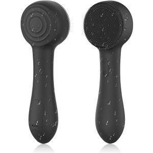 Facial Cleansing Brush Silicone Face Scrubber Waterproof Rechargeable Exfoliator Massage Device for Men & Women, Deep Pore Cleansing, Exfoliating, Removing Blackhead Electric Face Scrub Brush (Black)