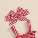 Kuriozud Valentines Day Outfit Baby Girl Bubble Romper Spaghetti Strap Onesie My First/1st Valentines Day Clothes Clothing (3-6 Months, Red Usa)