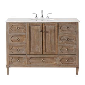Asellus 48"W x 22"D Bath Vanity in Reclaimed Gray with White Marble Top and White Basin