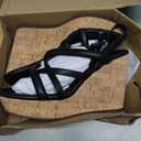 Coutgo Women Platform Wedge Sandals Cork Slingback Wedges Espadrilles Heels Summer Shoes (Black) 8.5