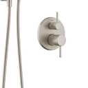 Delta Modern Round Shower System Faucet Set, Brushed Nickel 6-inch Shower Head and Handle Set, Valve Trim Kit, SpotShield Stainless T342704-SP (Valve Not Included)