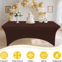 Smiry 2 Pack Spandex Table Cloth 6FT, Elastic Fitted Stretch Tablecloths, Washable and Wrinkle Free Rectangular Patio Table Cover for Outdoor, Wedding, Banquet & Parties (Coffee, 72Lx30Wx30H Inch)