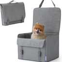 Lesure Dog Car Seat for Small Dogs, Foldable Pet Car Seat with Clip-On Safety Leash, Waterproof Puppy Booster Car Seat for Small Pets Under 25lbs, Portable Doggie Carseat Travel Carrier Bed, Grey