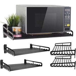 MaxxCloud Electric Oven Holders, Microwave Oven Rack Kitchen Shelf, Black Storage Racks Wall Shelf, Kitchen Organizer Aeronautical Aluminum, Weight Bearing 80 lb (23.6'' x 15.5'', Black)