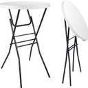Pollilar Cocktail Folding Table 28in Hightop Table Round Folding Table Portable Bistro Table Gathering Dating Parties Commercial Events