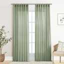 XTMYI Sage Green Curtains 84 Inches Long for Living Room,Window Coverings 60-70% Heat Blocking Hooks Pleated Back Tab Linen Summer Curtains for Bedroom,84 Inch Length 2 Panels Set,Light Green (Eucalyptus)