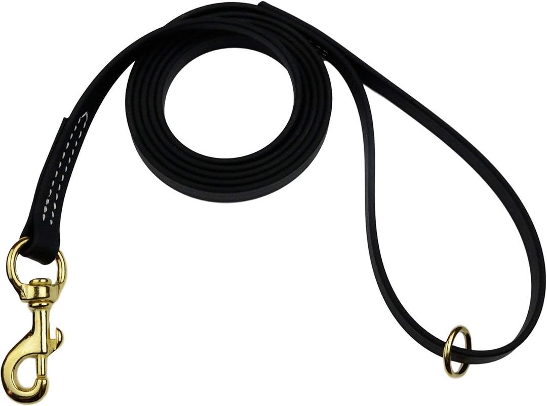 Biothane Waterproof All Weather Dog Leash with Solid Brass Hardware - Black - 5/8" x 3'