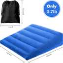USHMA Inflatable Wedge Pillow, Portable Travel Wedge Pillow, Fast Inflation & Deflation Inflatable Wedge Pillows for Travel, Blow Up Sleeping Back Knee Bed (Blue)