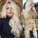 32 Inch Long Platinum Blonde Lace Front Wig Human Hair 13x6 HD Transparent Lace Frontal White Blonde Brazilian Real Remy Hair Wear and Go Glueless Wigs for Women Pre Plucked Tiny Knots 180% Density