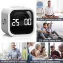 Rotating Pomodoro Timer 5, 25, 10 50 Minutes Preset, Desk Productivity Flip Timer, ADHD Tool Cube Countdown Stopwatch, Vibration/High/Low Volume/Custom Modes, for Work, Study, Back to School, White