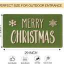 Merry-Christmas-Welcome-Doormat Winter-Outdoor-Entrance Faux-Coir Entryway-Rug Non-Slip Dirt-Trapping Indoor-Outside Porch 17x29 Inch (Green)