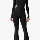 QINSEN Jumpsuits for Women Square Neck Wide Leg Full Length Romper Playsuit, XL