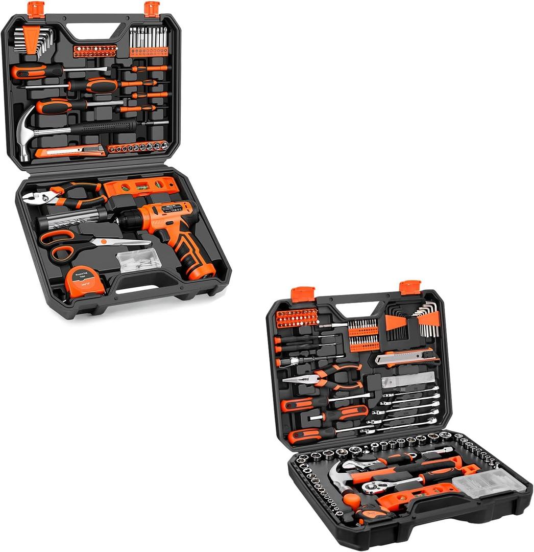139 PCS Tool Set with 8V Drill & 248 PCS Hand Tool Set