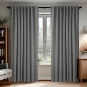 Deconovo Blackout Curtains, Thermal Insulated, W70 x L84 2 Panels, Back Tab, Machine Washable, Room-Darkening Drapes for Bedroom/Living Room Light Grey
