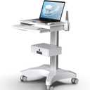 Medical Trolley Cart with Oral Scanner Holder, 30kg Load Laptop Tray Mobile Workstation on Wheels with a Drawer for Hospital Dental Clinics Beauty Salons
