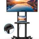 HUANUO Rolling TV Stand with Power Outlet, Mobile TV Cart for 32-85 Inch Flat/Curved TVs, Tilt & Height-Adjustable TV Cart on Wheels Holds 132 lbs, Max VESA 600x400mm HNTVMC01